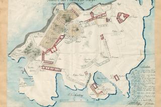 En gammal karta som avbildar en av Sveaborgs öar