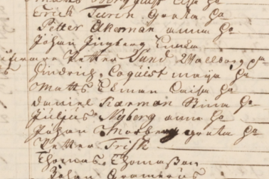 Handskriven text med en lista över lotsar.