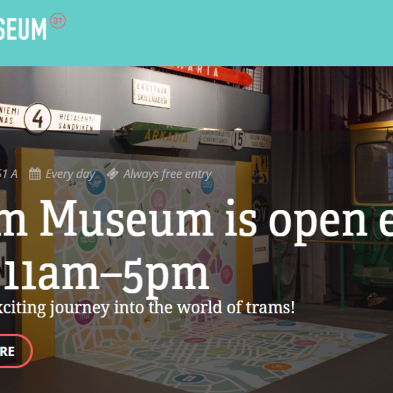 A screen shot of the homepage of the tram museum.