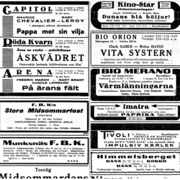 Biograf- och evenemangannonser i Hufvudstadsbladet 23.6.1934