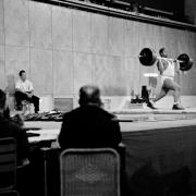Weightlifting competition at the Töölö Sports Hall. Photograph: Väinö Kannisto / Helsinki City Museum