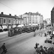 Näkymä Hakaniementorilta Siltasaarenkadulle nykyisen Ympyrätalon suuntaan vuonna 1931.