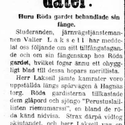 Artikel i Hufvudstadsbladet 5.8.1906