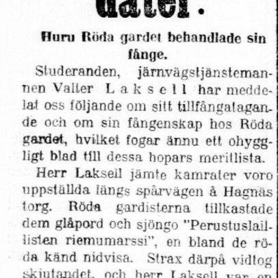 Artikel i Hufvudstadsbladet 5.8.1906