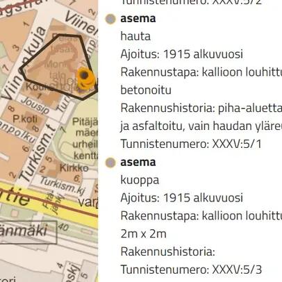 Kuvankaappaus kartasta ja sen päällä olevasta karttaselostuksesta