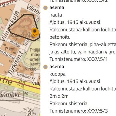 Kuvankaappaus kartasta ja sen päällä olevasta karttaselostuksesta