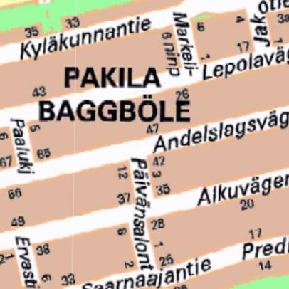 opaskartan sivulla teksti Pakila