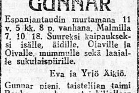 Kuolinilmoitus Helsingin Sanomissa