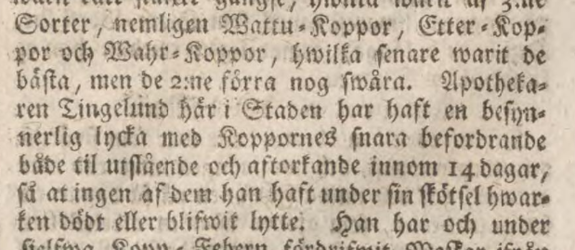 Kuvakaappaus ruotsalaisen lehden lyhyestä uutisesta fraktuurakirjasimella.