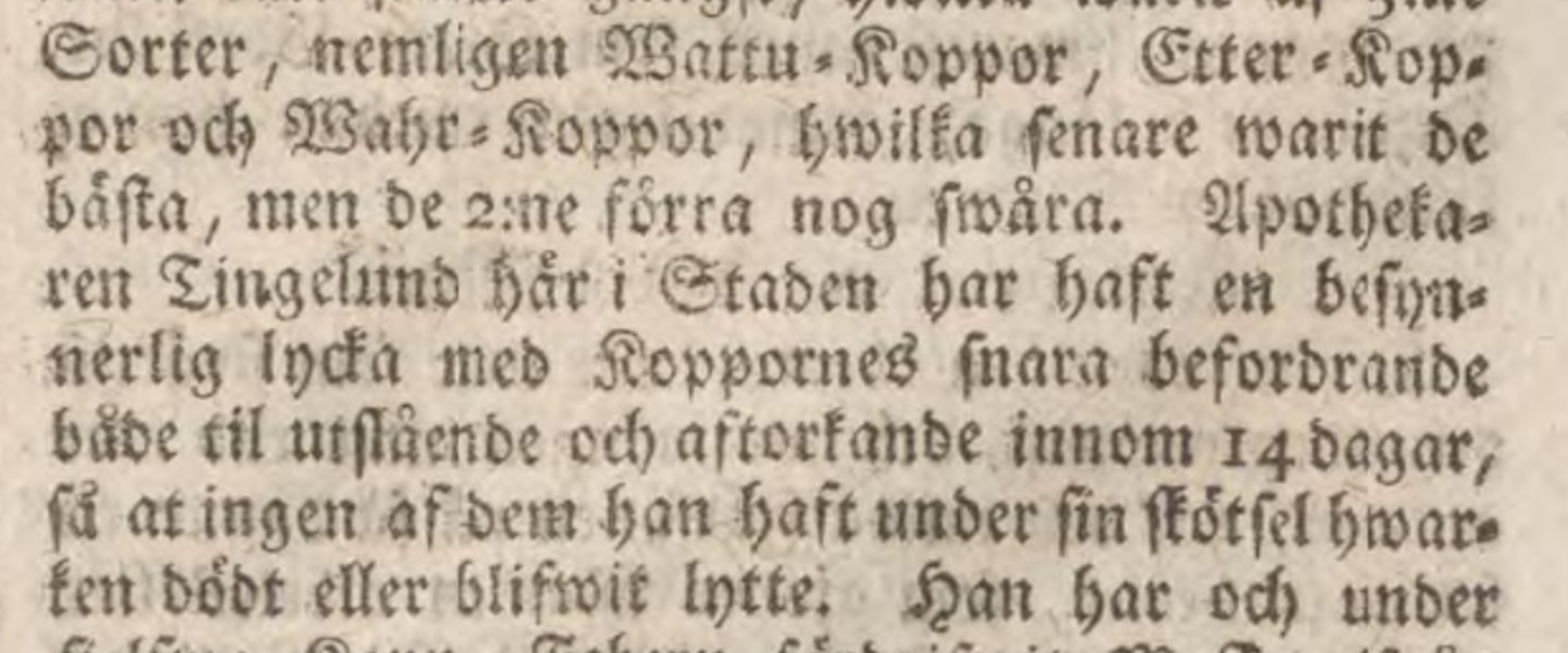 Kuvakaappaus ruotsalaisen lehden lyhyestä uutisesta fraktuurakirjasimella.