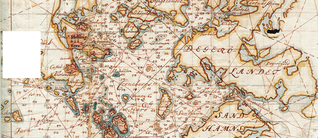 En karta över Nylands skärgård från år 1749