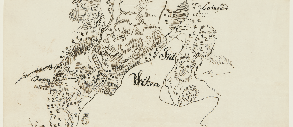 Kartta Helsingin Vanhastakaupungista sekä sitä ympäröivästä maaseudusta Vantaanjoen varrella