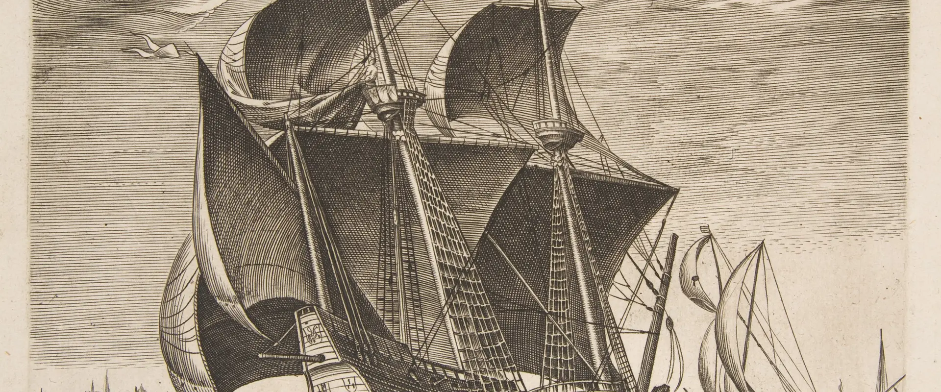 Bilden föreställer ett segelfartyg bakifrån i hård vind.