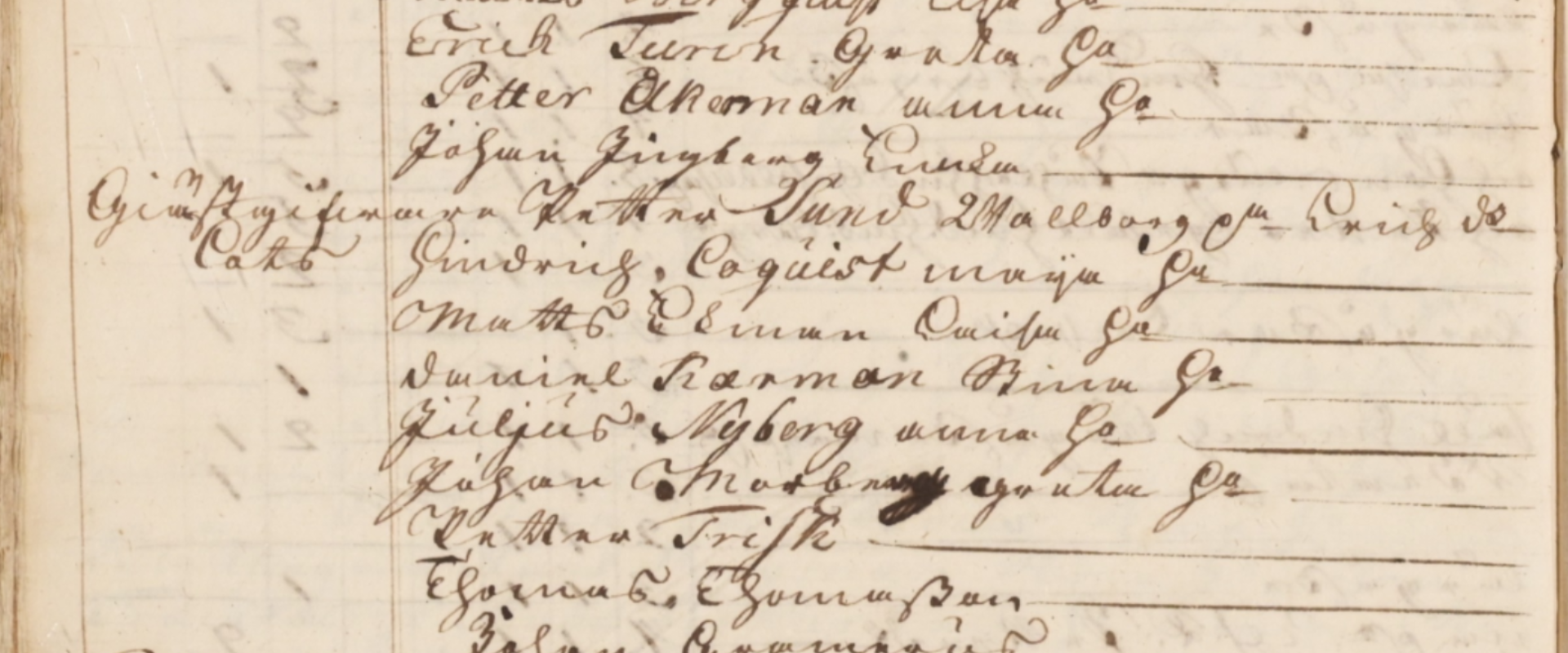 Handskriven text med en lista över lotsar.