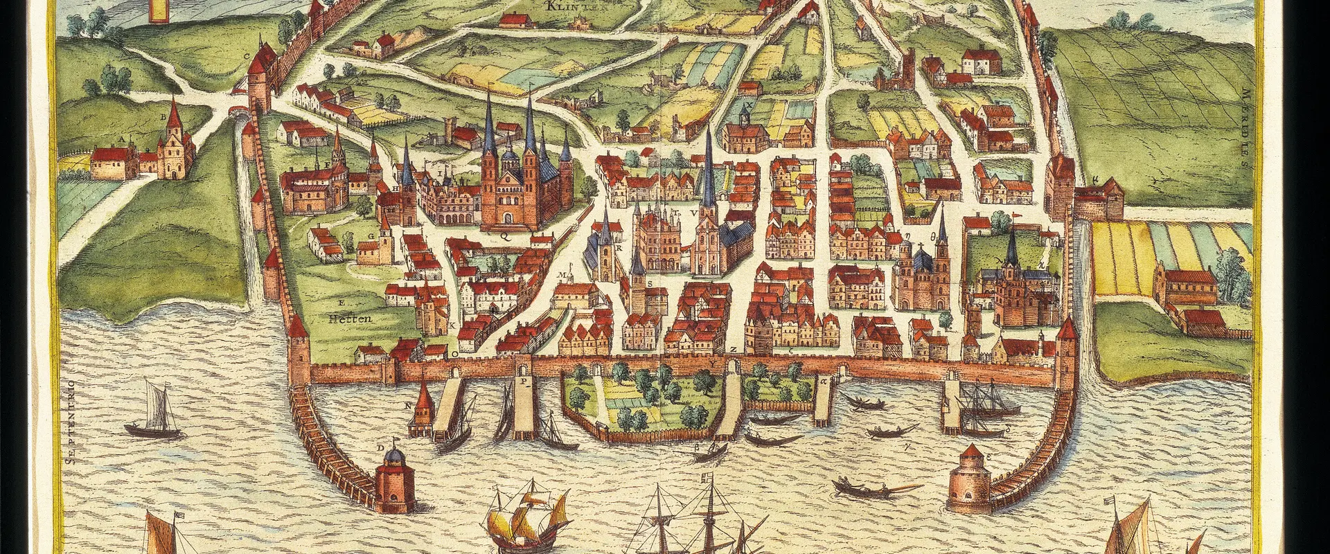 En handritad karta över medeltida Visby