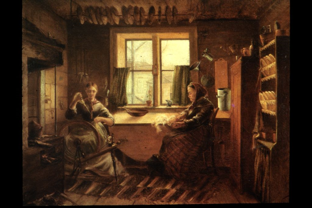 Ett hantverkarhem på Annegatan. Oljemålning av Rudolf Åkerblom 1872.  Foto: Aalto-universitetet