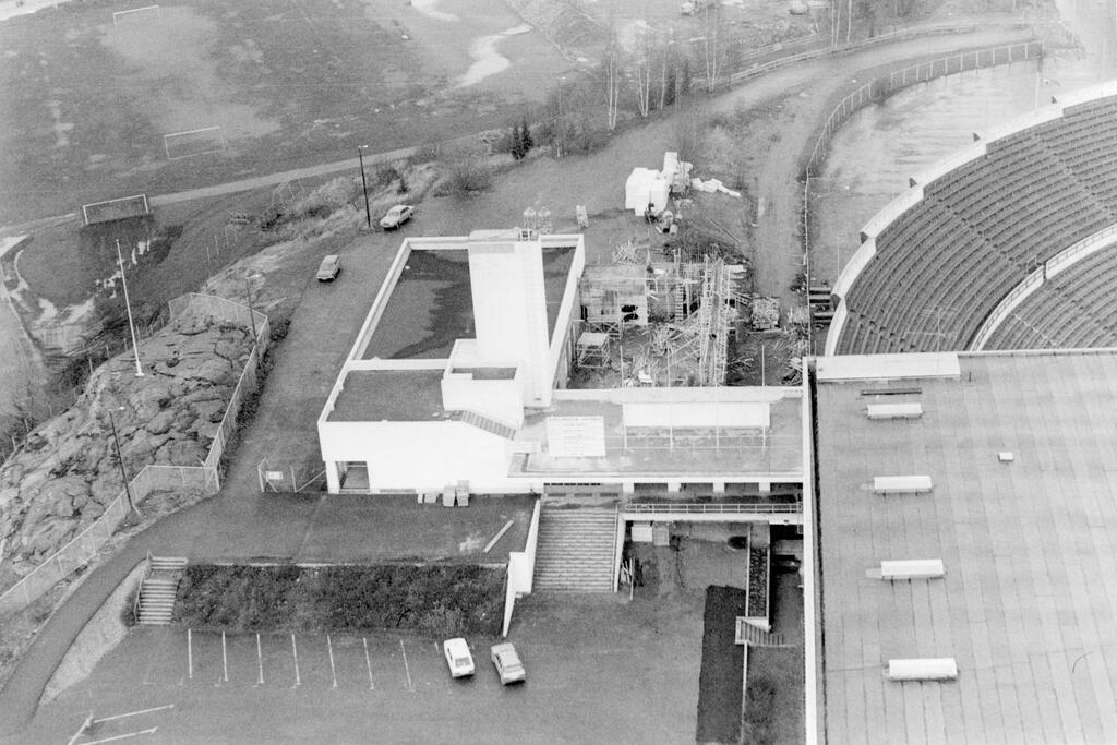 Ilmakuva museon laajennustöistä 1982–1983.  Kuvaaja: TAHTO