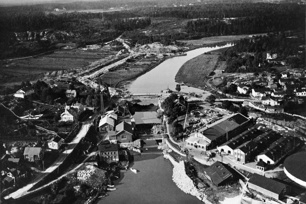 Markerna kring Gammelstadsforsen anno 1930.  Foto: Helsingfors stadsmuseum / Okänd fotograf
