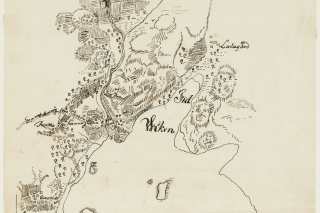 Kartta Helsingin Vanhastakaupungista sekä sitä ympäröivästä maaseudusta Vantaanjoen varrella