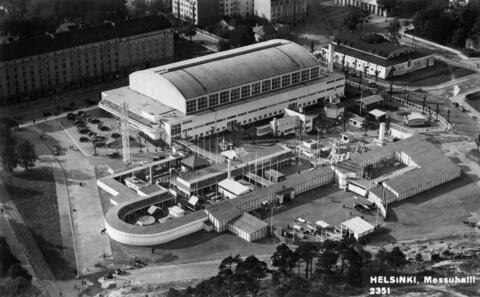 Suurmessut 1935. Messuhalli ja messukenttä, ilmakuva.