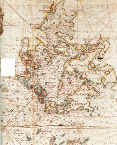 En karta över Nylands skärgård från år 1749