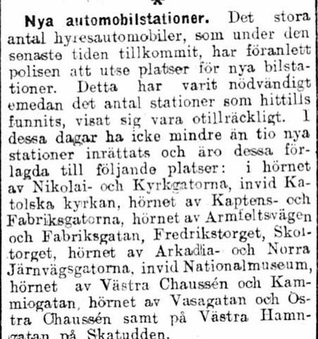 Ruotsinkielinen lyhyt artikkeli uusista vuokra-autoasemista.
