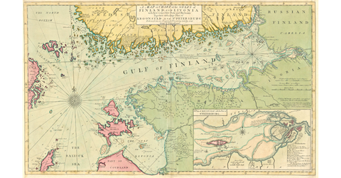 Bild av en gammal karta som visar Finska viken