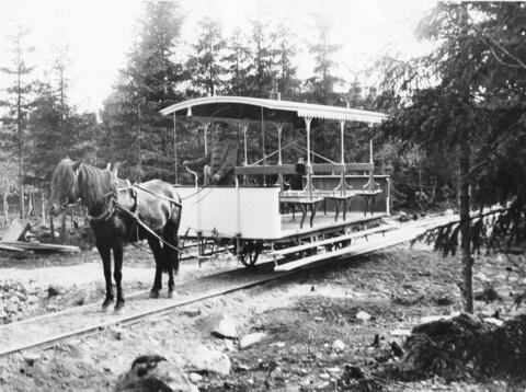 Hevosvetoinen raitiovaunu Lauttasaaressa