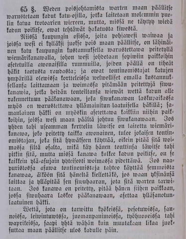 Fraktuuratekstinä kirjoitettu ote rakennusjärjestyksestä.