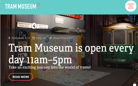 A screen shot of the homepage of the tram museum.