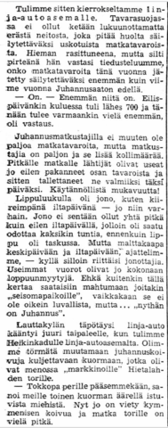 Katkelma artikkelista, jossa kerrotaan juhannusruuhkista
