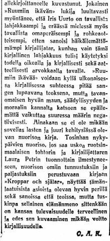 Ote Aamulehden kirja-arvostelusta