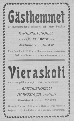 En reklam med samma text på svenska och finska.