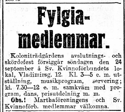 En tidningsannons om en skördefest.