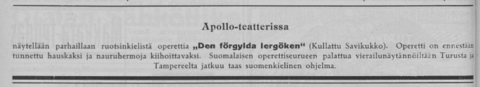 Lyhyt tiedote lehdessä.