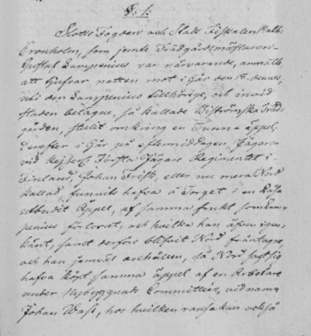 En handskriven textsida i ett protokoll.