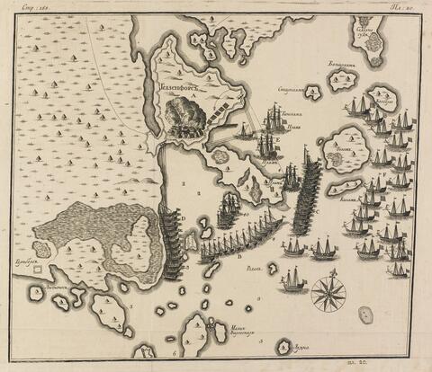 Helsingin valtausta vuonna 1713 kuvaava kartta.