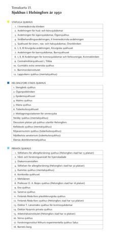 Tabell över sjukhusen i Helsingfors år 1950.