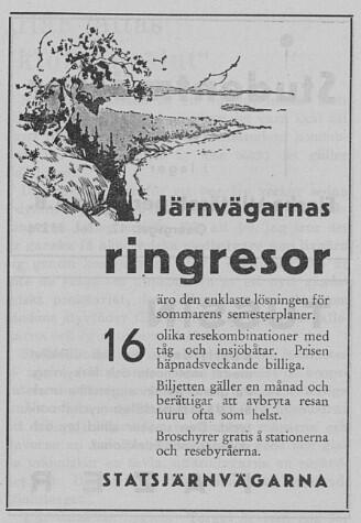 En tidningsreklam för ringresor.