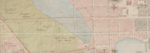 Osasuurennos kartasta, jossa näkyy Kluuvinlahtea ympäristöineen.