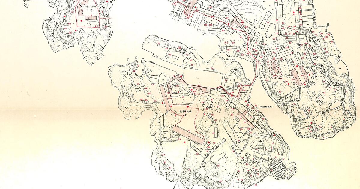 Kartta Suomenlinnan sotavankileiristä | Helsingin kaupunki