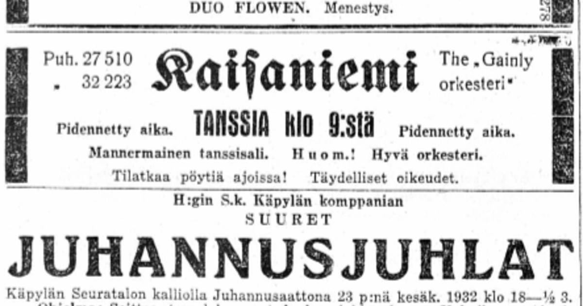 Helsingin Sanomat 23.6.1932 | Helsingin Kaupunki