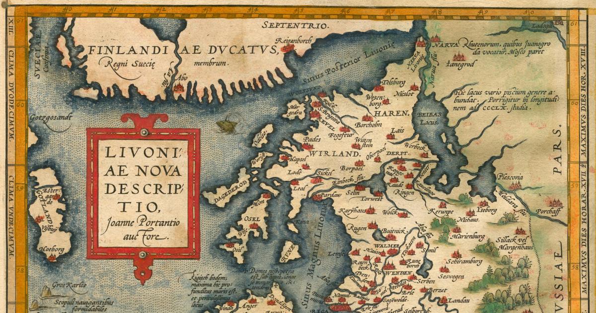 Abraham Ortelius, Liivinmaan Kartta 1574 | Helsingin Kaupunki