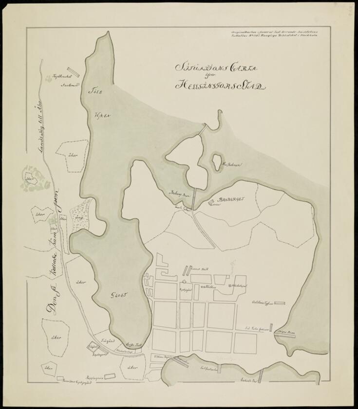 Kartta Helsingistä Vironniemellä vuonna 1750.