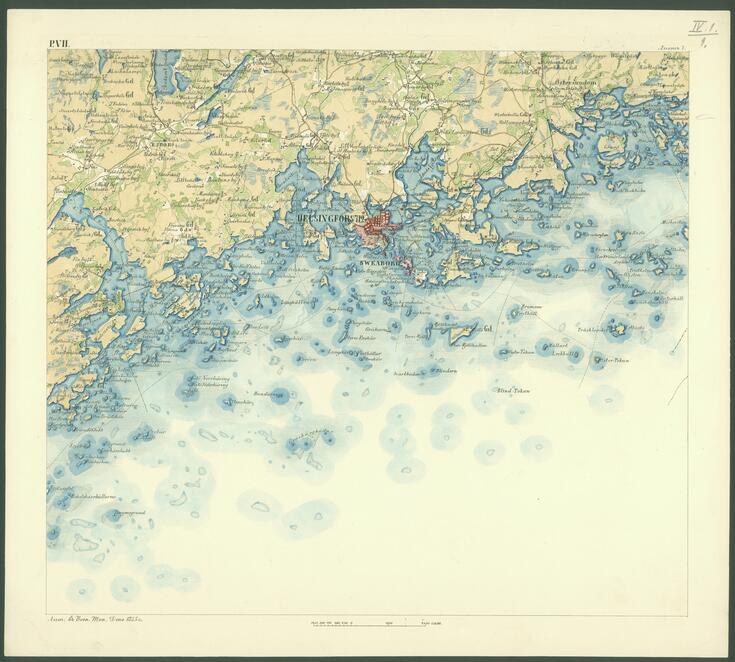 Karta över Helsingfors och dess kust