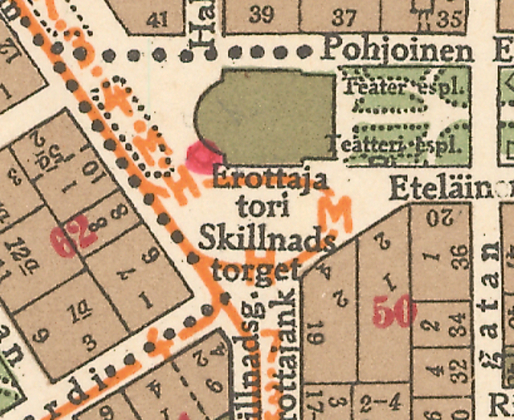 Delförstoring av en karta över Skillnaden 1925.