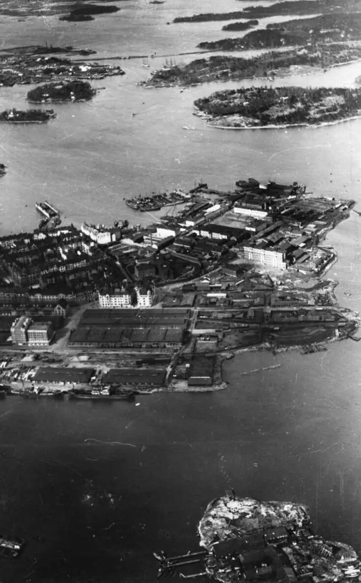 Katajanokka kuvattuna ilmasta vuonna 1931.