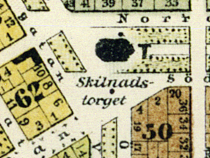 Kartan osasuurennoksessa näkyy Erottaja.