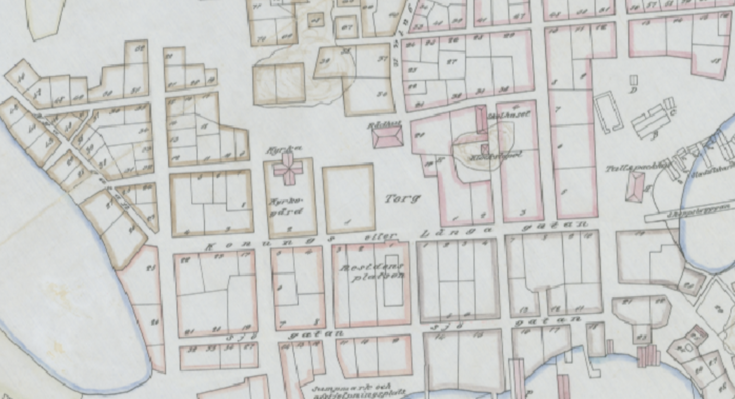 Skärmdumpning från en plankarta från 1800-talet