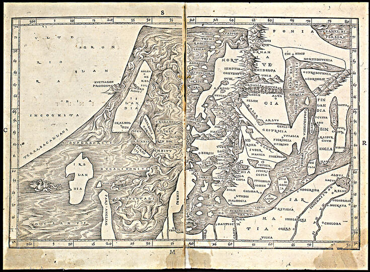 1500-luvulla piirretty Pohjolan kartta